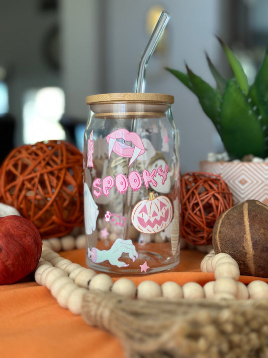 Pastel Halloween Iced Coffee Glass Cup